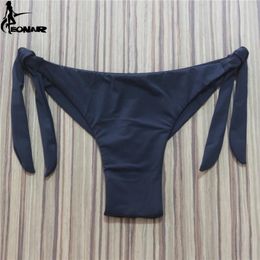 Set 2022 Sexy Solid Thong Bikini Brazilian Cut Swimwear Women Bottom Adjustable Briefs Swimsuit Panties Underwear Thong Bathing Suit