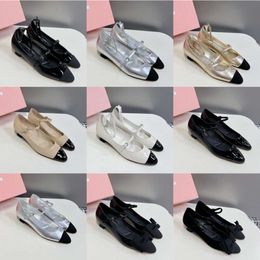 Miui Designer Ballet Flats Sandal Suede Cap Toe Mary Jane Brand Designer Ballerina Ankle Strap Real Leather Luxury Slides Bow Pump Slingback Dress Shoes