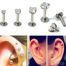 60pcs Gold Colour Steel Rose Labret Lip Ring Zircon Anodized Internally Threaded CZ Gem Monroe 16G Tragus Helix Ear Piercing 240110