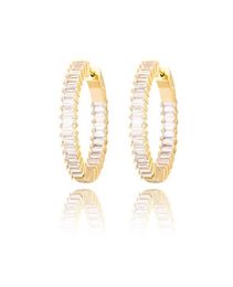 Luxury Bling Zircon Circle Earrings Fashion 18K Gold Rhodium Plated Hoop Huggie Hip Hop Women Earrings5187366