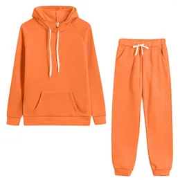 Women's Tracksuits Ladies Womens Solid Colour Long Sleeve Hooded Sweatsuit Casual Loose Two Piece Set Snow Suit Short Vestidos Para Mujer