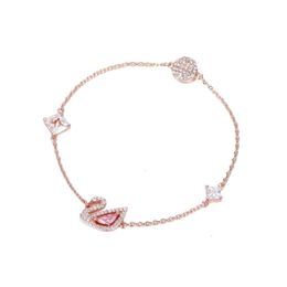 Swarovskis Bracelet Designer Jóias Mulheres originais Bracelets de alta qualidade Swan Rose Pink Romantic Swan