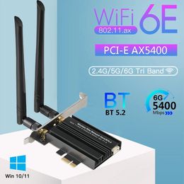 WiFi 6E Receiver 5400Mbps Tri Band 2.4G/5G/6Ghz Wireless Gigabit Network Card PCIE Bluetooth 5.2 Wi-Fi Adapter PCI Express For Win 10/11