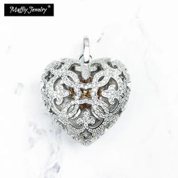 Pendants Pendant Heart Locket Openable 925 Sterling Silver Zircon Stones Glam Fine Jewerly Accessories Fit Necklace Love Gift For Women