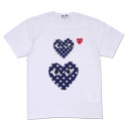 Designer TEE Com Des Garcons Twin Polka Dot Heart Short Sleeve T-shirt White Unisex Japan Best Quality EURO size