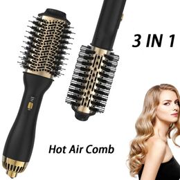 3 IN 1 Hair Dryer Professional Brush One-Step Air Comb Curling Machines Iron Straightener Styling Appliances Curler Modeller 240111