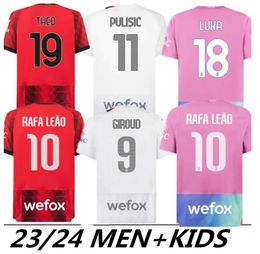 23 24 GIROUD PULISIC Erwachsene Fußballtrikots 2023 2024 REBIC THEO REIJNDERS KESSIE DE KETELAERE RAFA LEAO Fußballtrikots Männer Kinder Kit Uniformi 16-4XL