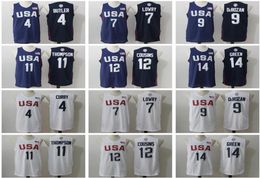 Man 2016 USA Basketball Jerseys Dream Team 4 Stephen Curry Kyle Lowry DeMar DeRozan Thompson DeMarcus Cousins Harrison Barnes Dray4270248