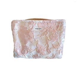 Cosmetic Bags Women Girl Large Capacity Bag Multipurpose Travel Zipper Pouch Bathroom Makeup Organiser Flower Embossed Gift Portable