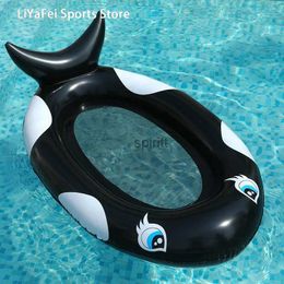 Other Pools SpasHG Black Whale Inflatable Floating Row Adult Children Swimming Pool Beach Water Hammock Chair Bed with Backrest Air Mattresses YQ240111