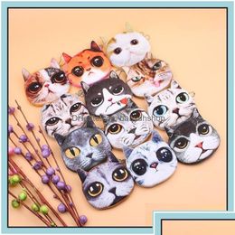 Purse 3D Cat Dog Face P Coin Pouch Cute Puppy Pug Head Zipper Closure Wallet Cartoon Animal Bag Pendants Charm M3962 Drop D Dh7G3 De Dhcp3