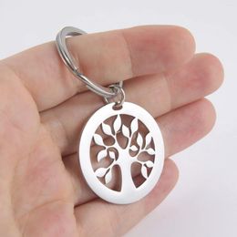 Keychains Dreamtimes Fashion Stainless Steel Tree Keyring Ring Hollow Out Men's Car Gift Souvenir Wholesale