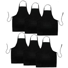 6 Pack Black Kitchen Apron with 2 Pockets AntiDirty Suitable for Barbecue Cooking Baking Restaurant 240111