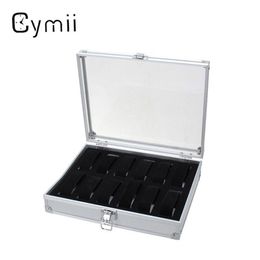 Whole-12 Grid Aluminium Watch Storage Case Bracelet Organiser Professional Wrist Watches Display Box Jewellery Storage Holder Ca300p