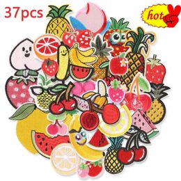 37pcs Lot Bulk Wholesale Fruit Big Small Patches Iron on for Clothing Embroidery Mix Pack Jacket Designer Thermal Diy Naszywka