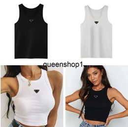 1PDesigner Womens Tank Tops T Shirts Summer Women Tops Tees Crop Top Embroidery Sexy Off Shoulder Black Casual Sleeveless Backless Top Shirts Solid Color Vest