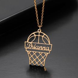 Necklaces Custom Name Necklace Basketball Pendant Personalised Sports Necklaces18K goldplated Stainless Steel For Men 2021 Jewellery Gift