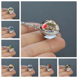 Pendant Necklaces Steampunk Series Necklace With Double-sided Glass Ball Alloy Chain Jewelry Special Personality Gift For Boys