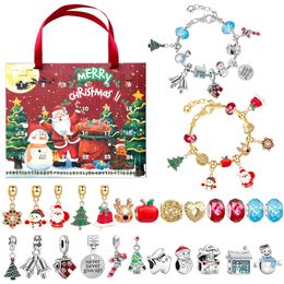 Bracelets 2023 New Christmas Advent Calendar Bracelets Box For Girl Gift Diy Bracelet Beads 24pcs Days Downcount Christmas Jewellery