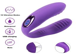 U Shape Clitoris Stimulator GSpot Vibrator Anal Massager USB Rechargeable 10 Speed Silicone Waterproof Dildo Vibrators for Women 7414789