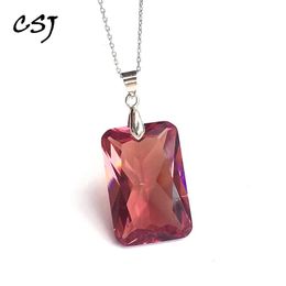 Pendants CSJ Big Stone Zultanite Pendant Sterling 925 Silver Created Sultanite OCT20*30mm Gemstone Color Change Fine Jewelry Women Party