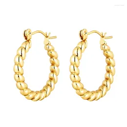 Hoop Earrings Vintage Gold Colour C-shaped Twist Half Hoops For Women Stainless Steel Semi-hoops Jewellery Wholesale Aretes De Mujer