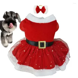 Dog Apparel Christmas Costume Shiny Netting Santa Claus Pet Clothes Cotton Skirt Cat Holiday Outfit