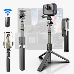 Tripods L03 Wireless Bluetooth Selfie Stick Portable Extendable Long Stand Live Foldable Tripod for Android iPhone Gopro Cameras