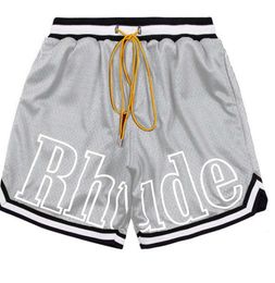 Designer Shorts Rhude Men's Capsule Summer Beach Pants Mesh Material Breathable Sweat Loose Fitness Basketball Mens 654