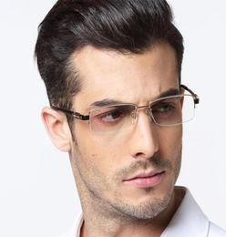 WholeTitanium Glasses Frame Men Square SemiRimless Silver Gold Black Gun Glasses Gafas Myopia oculos de grau masculino9884044