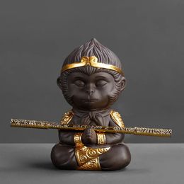 Chinese Purple Clay Kung Fu Tea Set Monkey King Tea Pet for Home Decoration Tea ceremony Purple clay accessories 240110