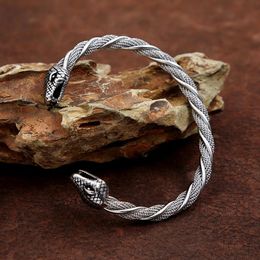 Bracelets Creative Double Snake Head Bracelet For Women Men Stainless Steel Animal Bangle Personality Punk Fashion Party Jewellery Gifts