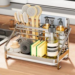 Kitchen Storage Stand Mounted Drain Rag Rack Large Capacity Floor-standing Dishcloth Punch-Free Accessories