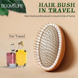 Brosse Cheveux Femme Head Massage Steel Hair Brush Mini Pocket Scalp Wood HairBrush with Needle Airbag Wide Tooth Comb 240110