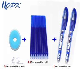 Erasable Pen Set Blue Black Colour Ink Writing Gel Pens Washable handle Rod for School Office Stationery Supplies Exam Spare 240111