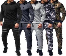 Men Sport Suit Zip Up Hooded Jacket Sweatshirtpant Running Jogger Casual Exercise Outfit Workout Set Active Sports Wear C3116376