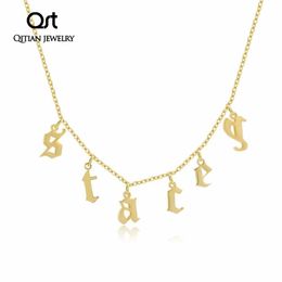 Necklaces Customised Letters Chokers Necklace For Women Old English Gold Initial Number Pendant Gothic Necklace Personalised Jewellry Gift