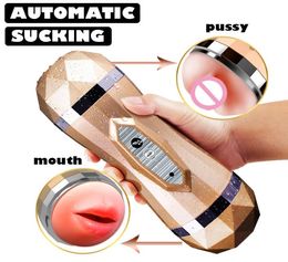 Male Masturbator Vibrator Real Vagina for Men Silicone ToyCan SoundDeep Throat Pussy Mouth Double Sex Toys for Adult Suck Man Y12986510