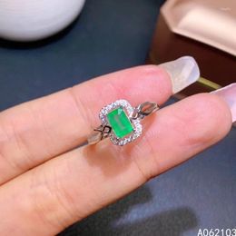 Cluster Rings KJJEAXCMY Fine Jewellery 925 Sterling Silver Inlaid Natural Emerald Women Men's Exquisite Noble Square Gem Ring Support