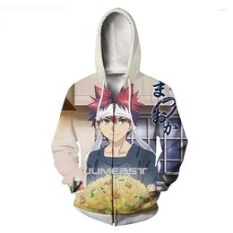 Men's Hoodies Jumeast Men Women 3D Sweatshirts Anime Food Wars Oversized Coat Streetwear Haruku Casual Jacket Pullover Spring Zipper