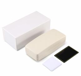 White leather suit glasses case fashion brand men and women sunglasses box cloth card 4 pieces set6327507