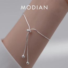 Bangles Modian Real 925 Sterling Silver Simple Snake Link Chain Women Bracelets Adjustable Fashion Bracelet Party Jewelry Making Gift