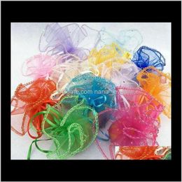 Pouches Packaging Display Drop Delivery 2021 Ship 100Pcs 26Cm Diameter Organza Round Plain Jewellery Wedding Party Candy Gift Bags U263d