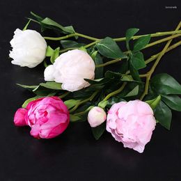 Decorative Flowers Artificial Peony 2 Heads Faux Silk Flower Fresh-keeping Multi-layer Petals Home Wedding Party Decoration Desktop