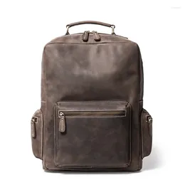 Backpack Highend Large Capacity A4 Vintage Brown Top Grain Genuine Leather 15.6'' 14'' Laptop Women Men's Travel Bag M30239