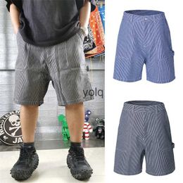 Men's Shorts Vintage Striped Jeans Shorts For Men Summer American Loose Shorts Casual Straight Cargo Pantsyolq