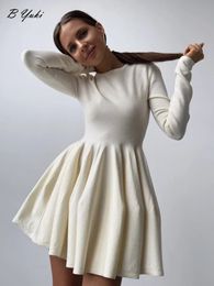 Blessyuki Elegant Solid Knit Dres Autumn Winter Casual Long Sleeve Aline Evening Dresses Female Korean Sexy Mini Dress 240111