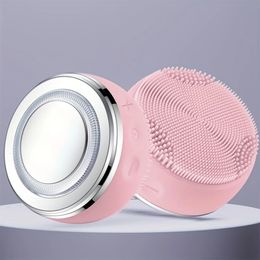 EMS Electric Cleansing Brush LED Potherapy Skin Tightening Face Massager Silicone Exfoliating Cleaner Brushes 240111