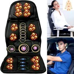 Electric Portable Heating Vibrating Back Massager Chair In Cussion Car Home Office Lumbar Neck Mattress Pain Relief Mat 240110