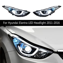 For Hyundai Elantra LED Headlight 11-16 Car Accessories Dynamic Streamer Turn Signal Indicator DRL Daytime Running Light Front Lamp